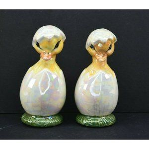 Vintage Lusterware Duckling's In Hatched Eggs Figural Salt And Pepper Shakers